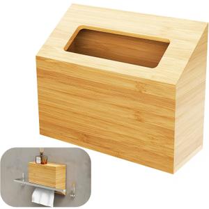 NiHome Hand Towel Box Cover for Kleenex, Natural Bamboo Tissue Box Cover for Home, Office, Bathroom Decor, Fits Trapezium Kleenex Hand Towels Sizes, Bottom Pull-Out Design for Quick and Easy Refills