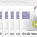 simplehuman Code G 100 Count, Dispenser Pack Custom Fit Liners, Drawstring Trash Bags, 30 Liter / 8 Gallon, White