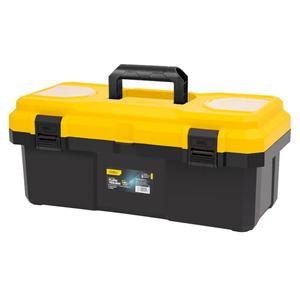 18 Inch Tool Box with Lock, 2-Layer Heavy-Duty Organizer with Removable Tray, Liftable Lid for Small Parts, 29lb Capacity & Carry Handle for Tools, Camping, Medical Supply Storage