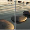 LevvArts - Zen Canvas Wall Art,Basalt Stone on The Sunset Relax Scenery Canvas Pictures for Living Room Decoration,Peaceful Water Multi Panel Wall Art Easy Hanging On - 48" W x 24" H overall