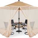 COOSHADE 7.5-11FT Patio Umbrella Mosquito Netting Polyester Screen Mesh Net for Outdoor Umbrella with Zipper Door and Weight Bag Beige