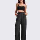 G4Free ShiftReady Women's Wide Leg Dress Yoga Pants with Pockets Dressy Casual Slacks High Waist Work Trousers (Black, M)