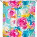 Cinbloo Abstract Rose Colorful Flower 60Wx72H Shower Curtain Watercolor Pink Blue Floral Oil Painting Minimalist Modern Bathroom Curtain Set Girl Women Pretty Aesthetic Bath Bathroom Accessories Decor