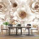 Floral wallpeper for Girls Bedroom Modern Flower Living Room wall Mural - 137"x96"（Not Peel and Stick）