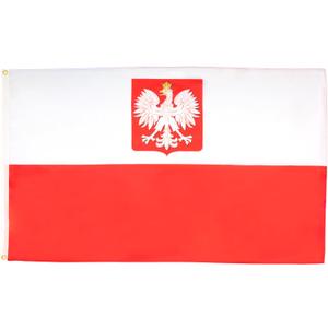 AZ FLAG - Poland With Eagle Flag - Large 5x8 Ft - 100D Polyester Polish Coat Of Arms Big Banner with Two Metal Grommets - Fade Resistant - Vivid Colors - 5' x 8' Feet - 250x150 Cm