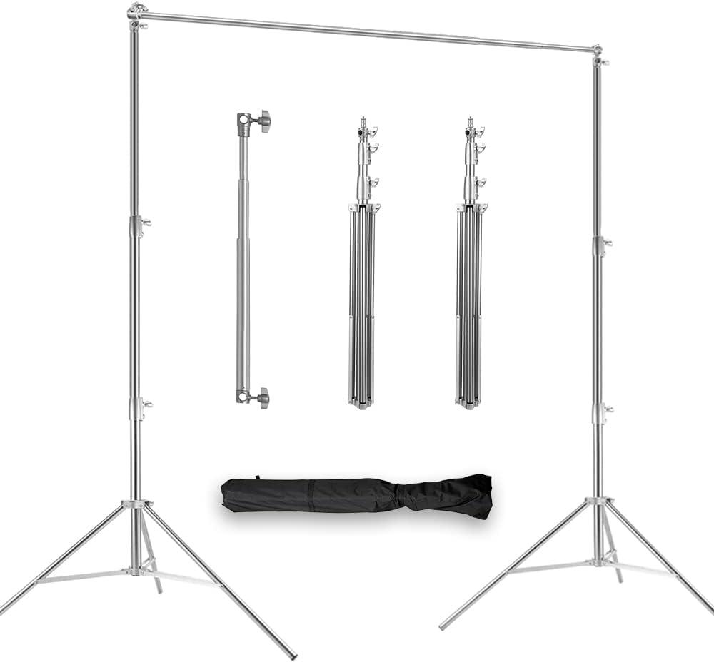 Stainless Steel Backdrop Stand 9.5ftx10ft Photo Stand for Backdrop Video Adjustable Background Support Stands for Portrait & Studio Photography, Photoshoot, Parties, Baby Shower, Birthday, Wedding (Silver)