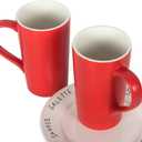 20 Ounces Extra Large Coffee Mug, M007 Plain Tall Big Ceramic Latte Milk Tea Cup with Handle for Dad Men Women, Christmas Red