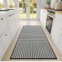 Large Kitchen Runner Rugs Long Kitchen Mat Non Slip Washable, Super Absorbent Soft Chenille Braided Kitchen Mats for Floor, Rubber Backing Kitchen Sink Standing Mat, Easy Clean, Black 36"x71"