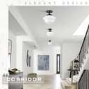 Bagood 8" Schoolhouse Light Fixtures Ceiling Black Schoolhouse Lights Fixture Mid Century Light Fixtures Milk Glass Lights Fixture Semi Flush Mount Ceiling for Bathroom Kitchen (Bulb Incl.)