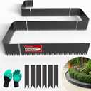 20ft. 6-Pack Galvanized Metal Edging for Landscaping - 40" L x 8" H Metal Landscape Edging with 6 Stakes, Hammer-in Steel Garden Border for Flower beds, Lawn & Yard (Black)