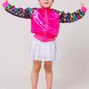 Girls Flip Sequin Jackets Kids Rainbow Sparkle Outwear Toddler Boys Glitter Sleeve Shiny Metallic Coat Birthday (Pink, XXXL)