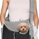 PetAmi Small Dog Sling Carrier, Soft-Sided Crossbody Puppy Carrying Purse Bag, Adjustable Sling Pet Pouch to Wear Medium Dog Cat Travel, Dog Bag for Traveling, Poop Bag Dispenser, Max 10 lbs, Gray