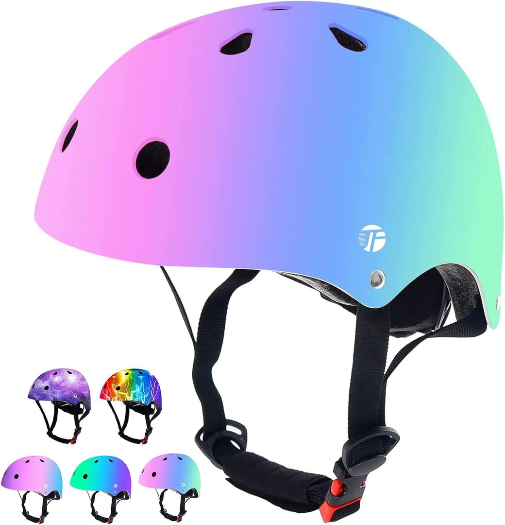 Adjustable Color Gradient Toddler Kids Bike Helmet for 3-5-8-14+Ages Girls Boys.Skateboard Bicycle Toddler Helmet 2-4 Years for Multi-Sports Cycling Scooter Inline Roller Skates Rollerblading (Medium)