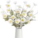 32 Heads Artificial Poppies 8PCS White Silk Poppy Flowers Faux Flowers with Stems for Wedding Bouquet Home Party Garden Outdoor Decoration(White)