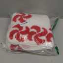 Estmy Cute Christmas Candy Bath Mat Holiday Themed Xmas Festive Bathroom Decorations, Absorbent Shaggy Boho Sweet Colorful Red Scalloped Swirl Christmas Bathroom Rugs Shower Mat Non Slip Washable