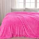 NEWCOSPLAY Super Soft King Blanket Hot Pink Premium Silky Flannel Fleece 3D Ribbed Jacquard Lightweight Bed Blanket All Season Use (Hot Pink Ribbed, King(90"x110"))