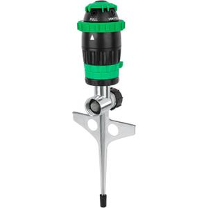 RESTMO Gear Drive Sprinkler with Metal Spike Base, 5-Pattern Heavy Duty Gardening Watering System, Multi-Adjustable Lawn Sprinkle for Garden Plant, Flower Bed and Large Yard Area Watering, Green