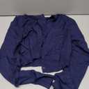 Women's Cropped Cardigan Sweaters Crew Neck Button Down Open Front Knit Bolero Shrugs (Blue, L)