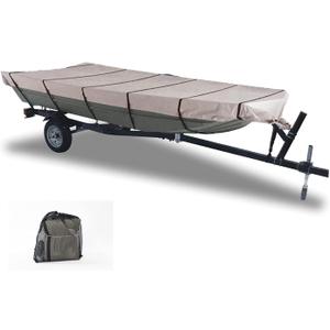 GEARFLAG 600D Jon Boat Cover Heavy Duty Waterproof Marine Grade UV Resistant Reinforced Adjustable Side Straps (12'-14' Long, 600D, Beam Width to 70")