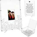 RattanView Wedding Guest Book Alternative with 50 Acrylic Hearts Chips Storage Box and 12 Pcs Pen Theme Picture Frame Rustic Guest Book Reception for Wedding Ceremony Baby Shower Anniversary Reception