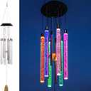 Solar Wind Chimes for Outside, DesGully 6 LED Tubes Color Changing Outdoor Clearance Unique Garden Decor Colorful Patio, Gifts for Her/Him (37" Long)