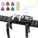 Ukulele Aid Easy Press Kit Chord Assisted Learning Tool, Ukulele Attachment Eliminates Finger Pain,23 Inches and 26 Inches Ukulele Learning Aid Tool Kit for BeginnersFriends(Black)