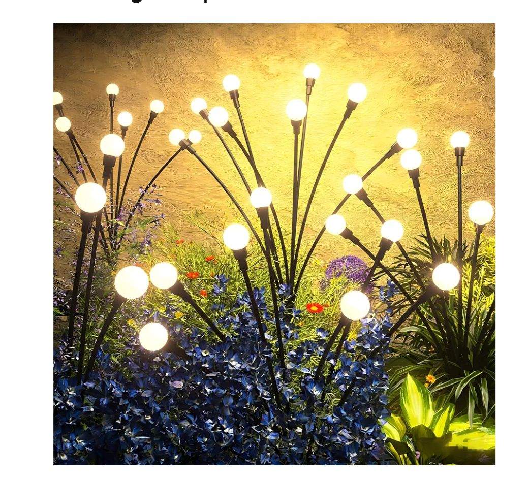 Solar Lights Outdoor - Upgraded 4-Pack of 32 LEDs Solar Garden Light,IP65 Waterproof Outdoor Decor Solar Firefly Lights for Yard,Pathway Decoration,Unique Gifts for Women and Grandma (Warm White)