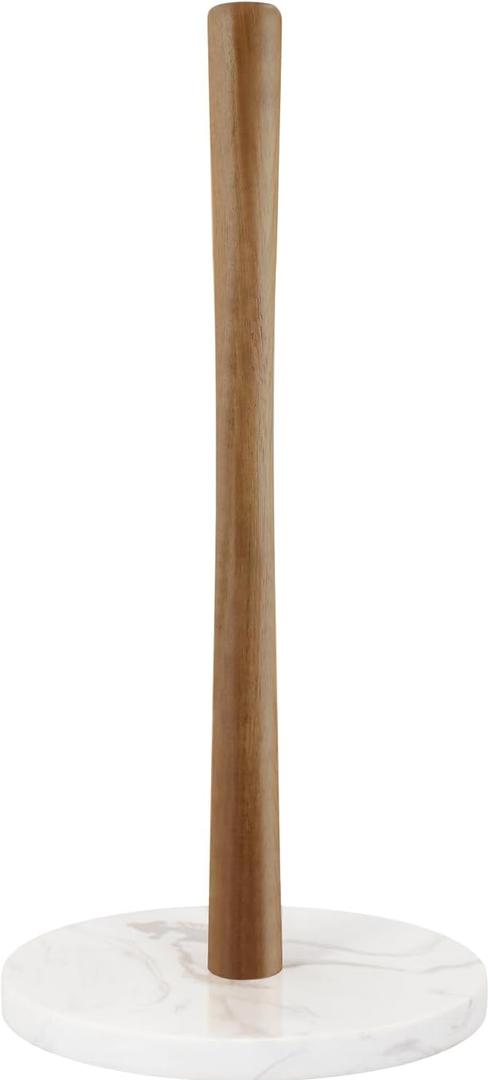 Buruis Standing Paper Towel Holder Marble Base Modern Decorative Kitchen Toilet Pantry Bathroom (Marble Base, White)