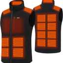 Men and Women Heated Fleece Vest with 16000 mAh Battery pack, 15 Heating Zones, Winter Electric Heating Vests (Large, Black(battery Not Included))