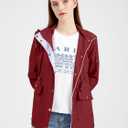 IFFEI Women's Rain Jacket Lightweight Waterproof Rain Coat Outdoor Hooded Windbreaker with Pockets (Red, L)