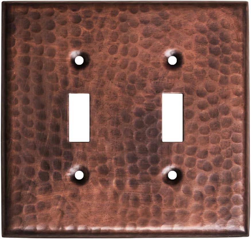 Monarch Abode Toggle Light Switch Cover Plate 2-Gang Pure Copper Outlet Covers, Hand Hammered Decorative Outlet Cover Wall Plates, Light Switch Plate Covers for Electric Outlets, Pack of 1