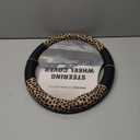 Road Comforts Leopard Steering Wheel Cover - Made with PVC Leather Cheetah Print - Anti-Slip, Universal Fit 14 1/2 inches to 15 inches - Black