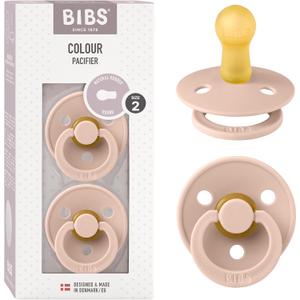 Bibs Pacifiers Color Collection, Set of 2 BPA-Free Latex Pacifiers Made in Europe, Round Nipple Baby Pacifier.