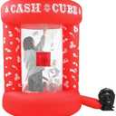 5 FT Inflatable Cash Cube Booth Inflatable Money Machine Booth Money Blower Machine Cash Grab for Adults Game Activity Events (No Blower Included)(Red)