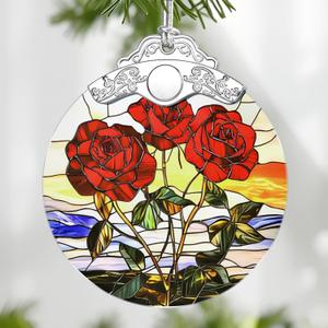 Christmas Ornaments: Stained Glass-Style June Birth Flower Ornament  Christmas Tree Decorations, Holiday Party Gifts, Mother's Day & Birthday Gifts for Women, Mom & Grandma | Birth Flower Gift