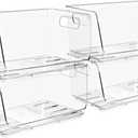 Sorbus Stackable Storage Bins Open Front - Clear Stackable Storage Bins - Pantry Bins for Storage and Organization - Acrylic Stackable Bins for Kitchen - Clear Pantry Organizer Bins (Small 4 Pack)