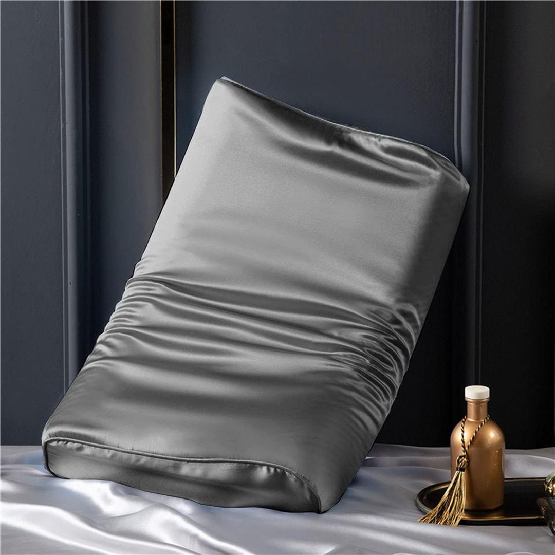 100% Mulberry Silk Pillowcase for Memory Foam Pillow, 19 x 12 inch, Graphite Grey