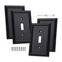 ZJVZJQC Outlet Covers Wall Plates, Light Switch Covers Switch Plates Bamboo Fiber Material Receptacle Switch Plate Outlet Cover of various 13 styles (Matte Black, 1 Gang Toggle 4 Pack)