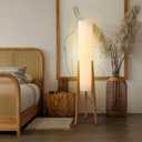 BOFEA-50 Floor Lamps for Living Room,Nordic Modern Floor Lamp,Tall Standing Boho Lamp with Fabric Shade,3 Color Art Standing Lamps,Farmhouse Wood Floor Lamp for Bedroom Office Corner