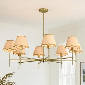 Outiron 42 Inch Boho Rattan Chandelier, 8-Light Farmhouse Pendant Light Fixture with Wicker Lamp Shade, Rustic Ceiling Lighting for Dining Room, Living Room, Bedroom, Entryway, Kitchen Island