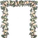 DearHouse 2Pack Artificial Peony Flower Garland - 6ft/Strand Silk Peony Flower Greenery Garland with Fake Willow Leaves for Wedding Ceremony Backdrop Party Table Centerpieces Decor(Champagne)