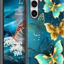 GUAGUA for Samsung Galaxy S25 FE Case Glow in Dark, Cute Butterfly Pattern Noctilucent Luminous Shockproof Protective Phone Case for Galaxy S25 FE 6.7'' Women Men Gifts, Blue