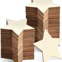 60 Pieces 5 Inch Unfinished Wooden Star Blank Natural Wood Slices Wooden Cutout Tiles for DIY Crafts Home Decoration Painting Staining