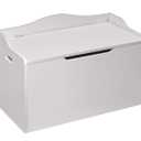 Badger Basket Bench-Top Wooden Toy Box - Kids Storage Chest and Bench Combo with Dual Safety Hinges, Side Handles, Front Slot - Organizer for Toys and Essentials - White