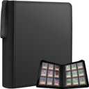 FORZAROCKET 9-Pocket Toploader Binder for Trading Cards - Holds 288 Top Loaders, Ringless, Waterproof PU Leather for Sports Cards & TCG (Carbon Black)