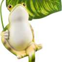 AKAKL Frog Statue for Garden - Lotus Leaf Sitting Frog Figurines Decor Cute Craft Resin Frog Sculpture Decor for Outdoor Yard Garden Pond Home Office Desk Tabletop Gift Ornament