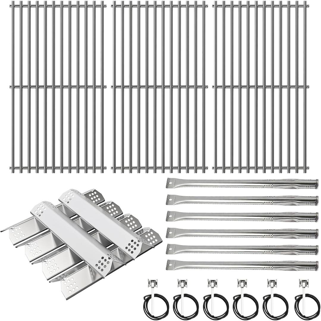 Grill Replacement Parts for Nexgrill 720-0896B 720-0896E 720-0896X 720-0896C Deluxe 6-Burner, Cooking Grates Heat Plates and Burner Tubes Kit for Nexgrill Deluxe 6 Burner Grills, Stainless Steel