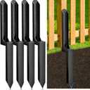 4 Pack Fence Post Repair Kit, Heavy Duty Steel Ground Spike Anchor for Fixing Leaning or Broken 4x4 & 6x6 Wood Posts, No Dig Drive-in Support for Yard, Garden & Fence
