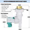 607335 Dishwasher Water Inlet Valve - 00607335 Dishwasher Water Valve Replacement Parts 1386463 AP4070550 AH3477055 PS3477055 PS8726680, 0.75 inches