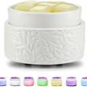Wax Melt Warmer for Scented, Wax Melts 7 LED Color Changing Ceramic 3-in-1 Oil Burner Waxs Melter Electric Candle Wax Warmer for Home Fragrance Great Gift